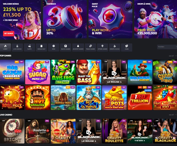 1RedCasino casino lobby interface